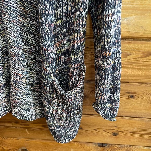 Caslon Open Cardigan Sweater Multicolor Space Dye Front Pockets Size XS - Picture 4 of 6